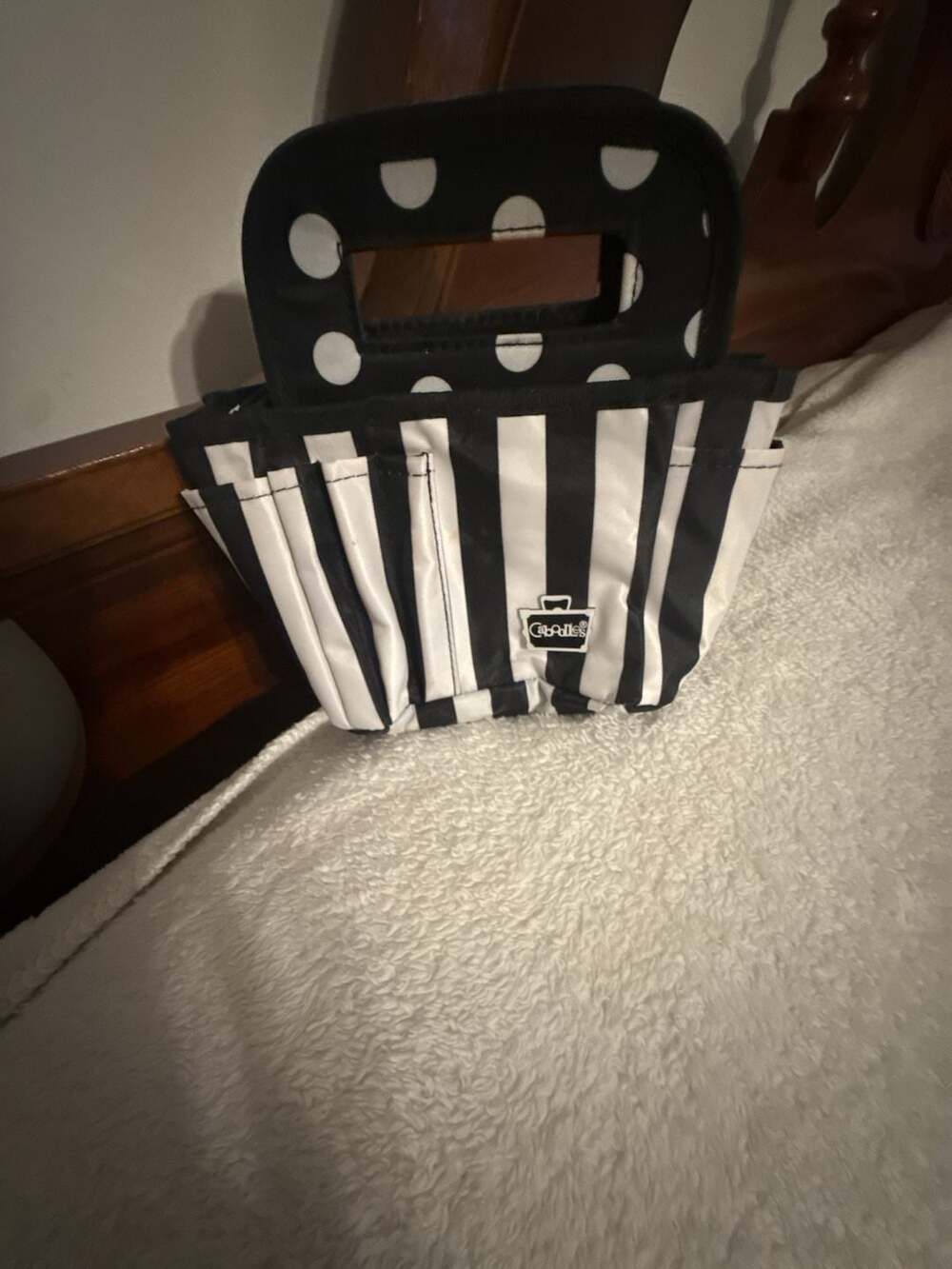 CabaTotes Black and White Striped Polka Dot Organizer Caddy - Picture 2 of 3